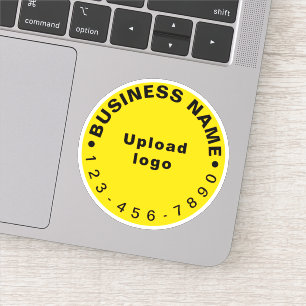 Business Phone Number on Yellow Round Vinyl Sticker