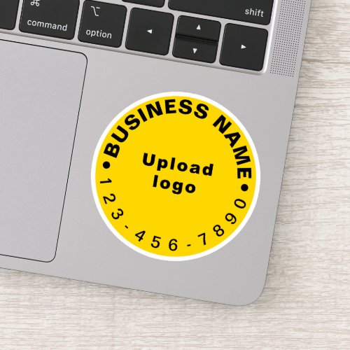 Business Phone Number on Yellow Round Vinyl Sticker