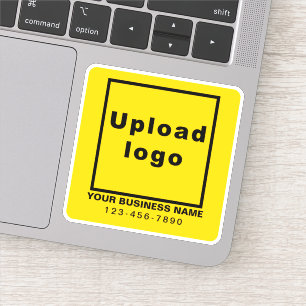 Business Phone Number on Yellow Square Vinyl Sticker
