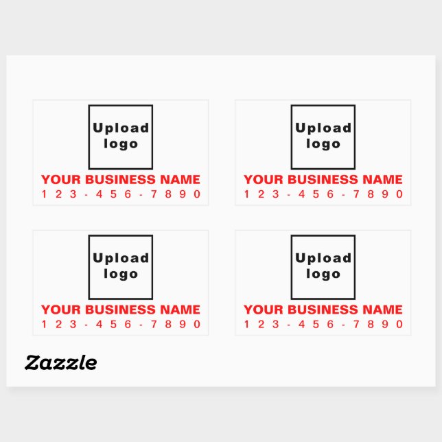 Business Phone Number Red Texts on White Rectangular Sticker (Sheet)
