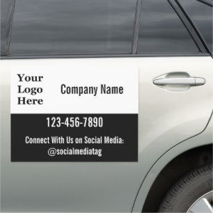 Business Phone Number, Social Media, Logo Template Car Magnet