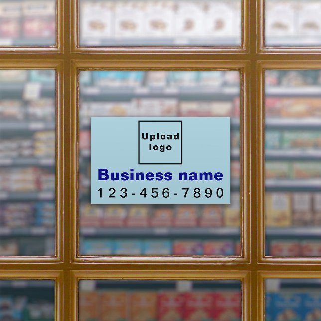 Business Phone on Light Blue Large Rectangle Vinyl Sticker (Creator Uploaded)