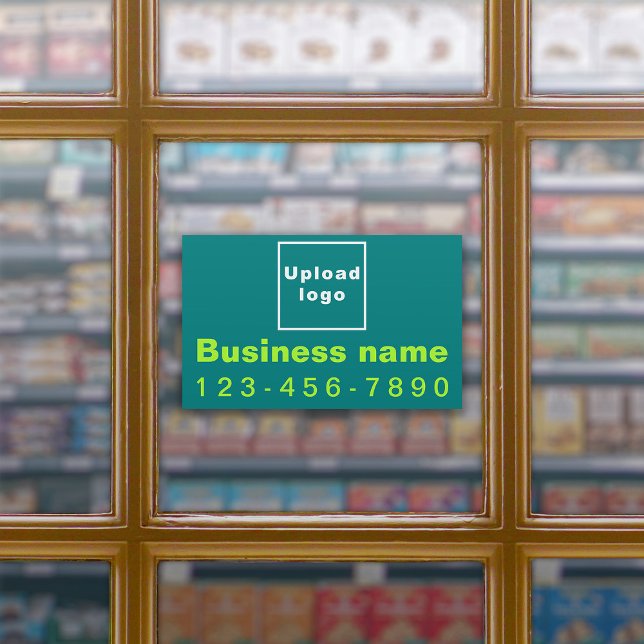 Business Phone on Teal Green Large Rectangle Vinyl Sticker (Creator Uploaded)
