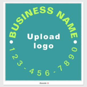Business Phone on Teal Green Large Square Vinyl Sticker