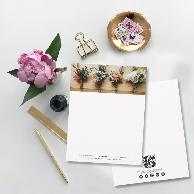 Business Photo Banner QR Code Social Media  Note Card (Creator Uploaded)