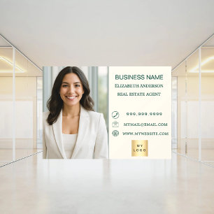 Business Photo Contact Information Ivory green Window Cling