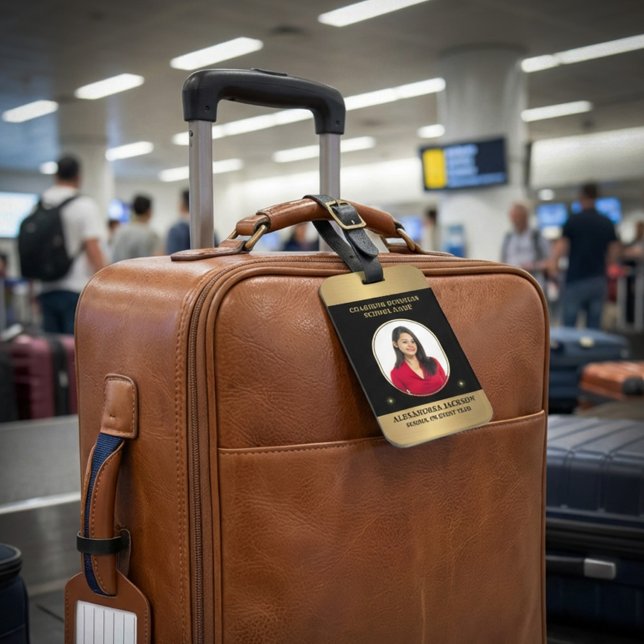 Business Photo Gold Black Elegant Personalize Luggage Tag (Business Photo Gold Black Elegant Personalize Luggage Tag great to identify your bags. )