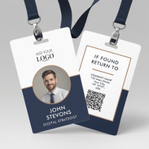 Business Photo ID Badge | Navy & Gold Name Tag