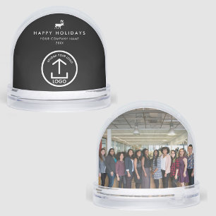 Business Photo Logo Christmas Reindeer Custom Gift Snow Globe
