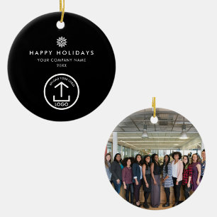 Business Photo Logo Christmas Snowflake Gift Ceramic Ornament