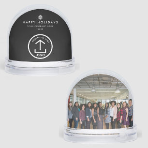 Business Photo Logo & Christmas Star Message Gift Snow Globe