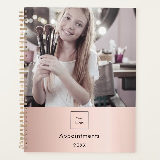 Business photo logo rose gold makeup artist 2026 planner (Front)