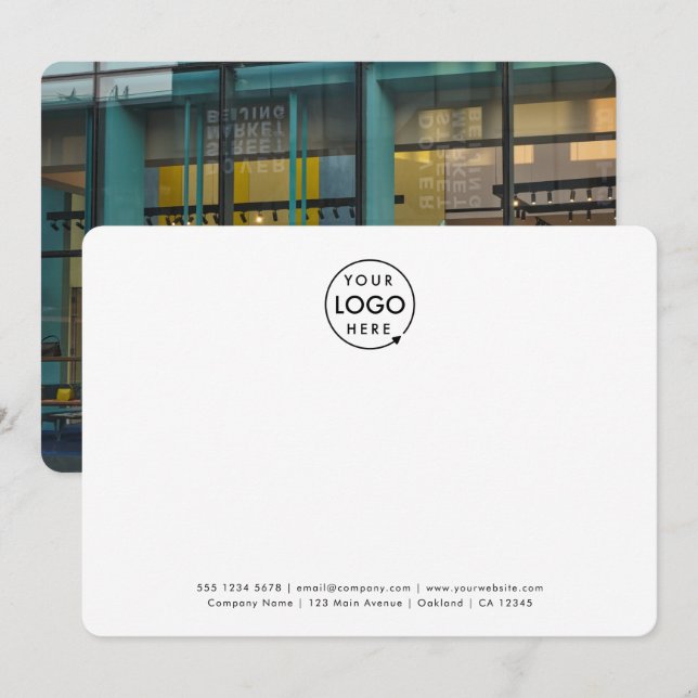 Business Photo Note Card |  5x7 Logo Branded (Front/Back)