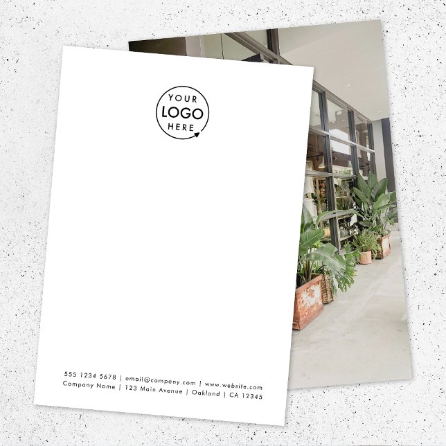 Business Photo Note Card | Vertical 5x7 Logo (Modern vertical logo business note card by Guava with a full size custom photo on the reverse)