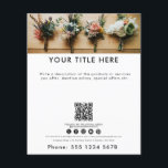 Business Photo Promotional QR Code Social Media  Flyer<br><div class="desc">A minimalist simple business flyer that allows you to customize your business photo banner, business title, business description, business social media handle, business QR code scannable website link, business contact details. A perfect business flyer template for all types of businesses. Customize this professional business flyer and make it your own!...</div>