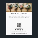 Business Photo Promotional QR Code Social Media  Flyer<br><div class="desc">A minimalist simple business flyer that allows you to customize your business photo banner, business title, business description, business social media handle, business QR code scannable website link, business contact details. A perfect business flyer template for all types of businesses. Customize this professional business flyer and make it your own!...</div>
