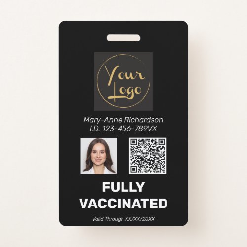 Business Photo QR Code Vaccination ID Badge