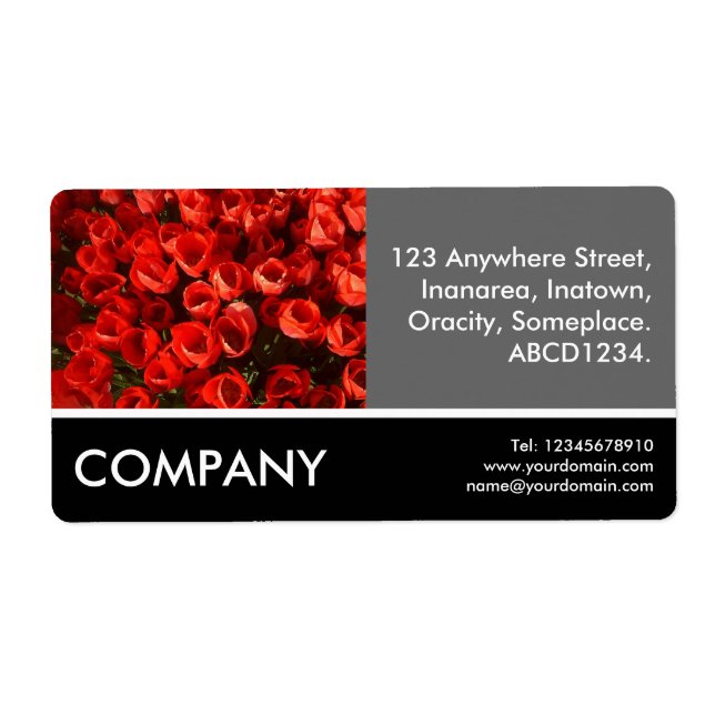 Business Photo - Red Tulips Label (Front)