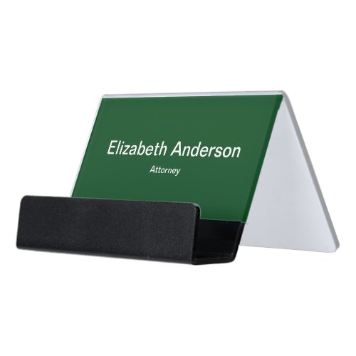 Business Pine Green White Name Job Title Template Desk Business Card Holder