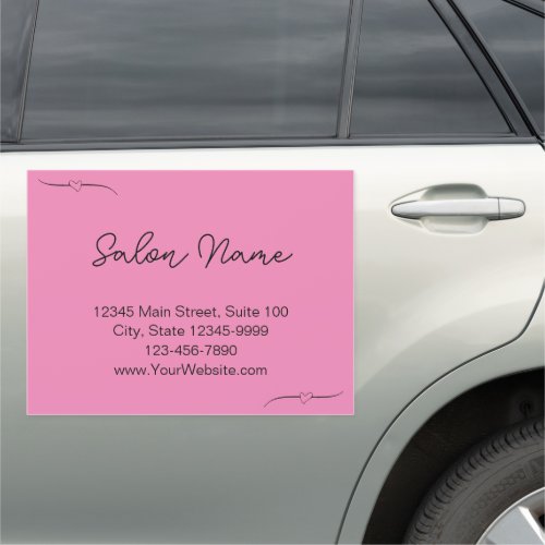 Business Pink and Black Name Handwritten Script Car Magnet