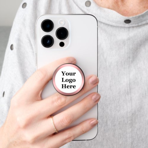 Business Pink and White Your Logo Here Template PopSocket