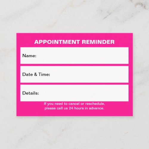 Business Pink Appointment Card