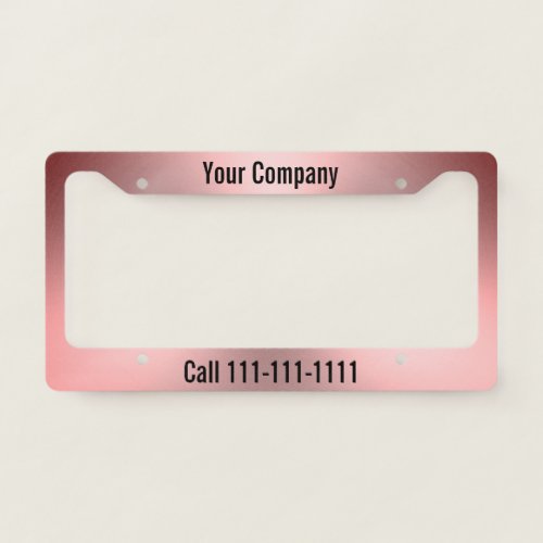 Business Pink Brushed Metal Look Company Ad License Plate Frame