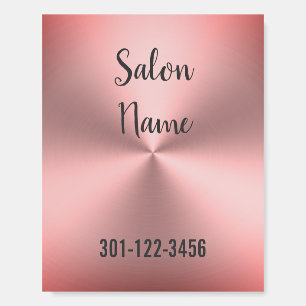 Business Pink Brushed Metal Look Salon Name Phone Foam Board