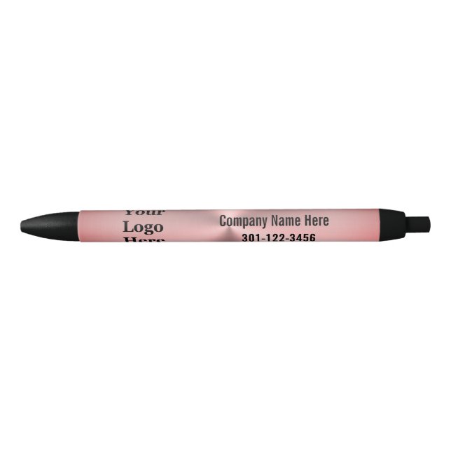 Business Pink Brushed Metal Look Your Logo Here  Pen (Front)