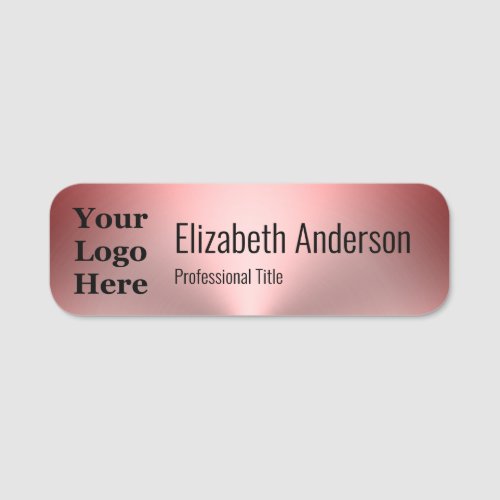 Business Pink Brushed Metal Look Your Logo Title Name Tag