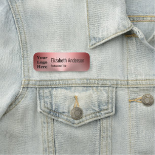Business Pink Brushed Metal Look Your Logo Title Name Tag