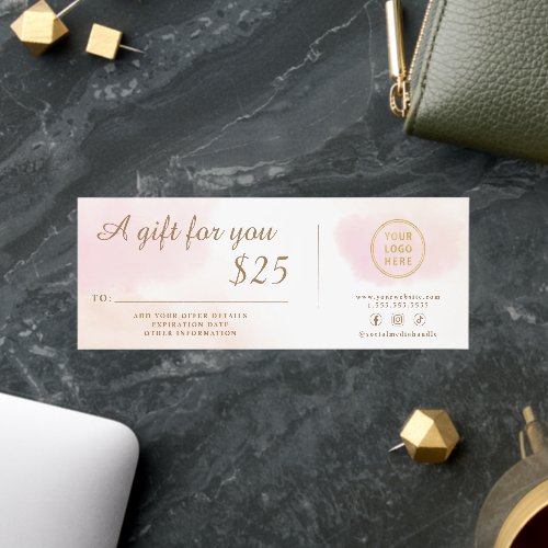 Business Pink Gold Gift Voucher Certificate Ticket