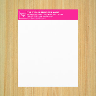 Business Pink Letterhead on Paper Sheet
