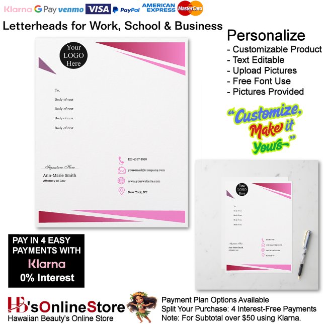 Business Pink Logo Company Name Signature Letterhead (Business Pink Logo Company Name Signature Letterhead.)