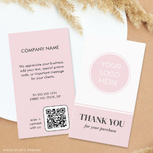 Business Pink Logo Thank You Card