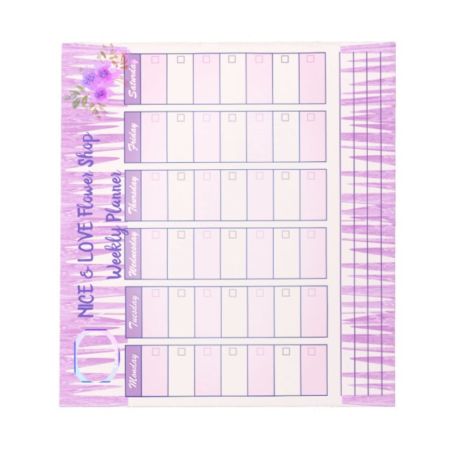 Business Pink Purple Weekly Planner Notepad (Front)
