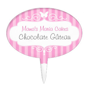 Business pink stripes cake topper