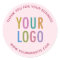 Business Pink Thank You Stickers Custom Logo Round
