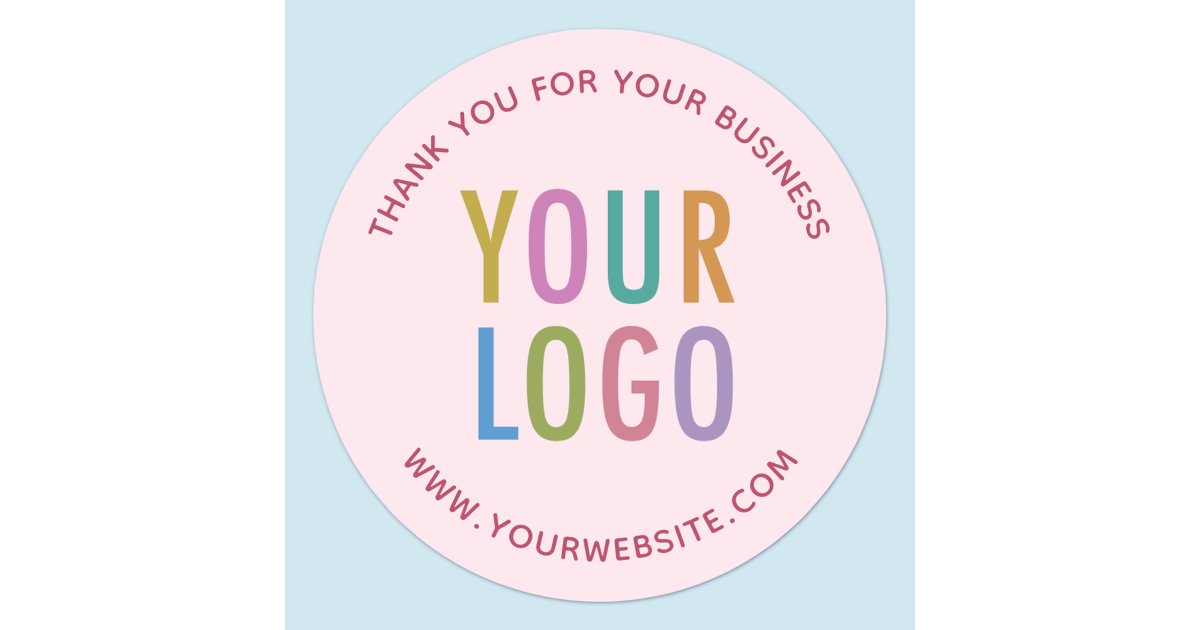 Business Pink Thank You Stickers Custom Logo Round | Zazzle