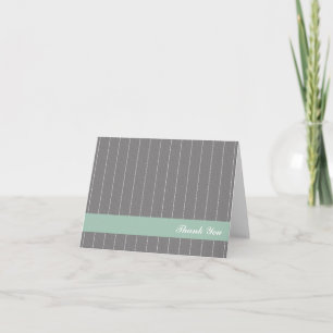 Business pinstripes gray green custom thank you card