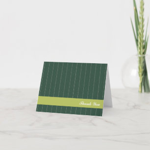 Business pinstripes pine green custom thank you card