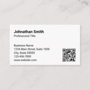 Business Plain White Generic Design QR Code Card