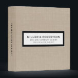 Business Presentation Portfolio Book Linen 3 Ring Binder<br><div class="desc">Modern business presentation portfolio book features a minimal design in neutral beige linen. Professional presentation binder with customizable information presented in simple font in a white window with a coordinating frame. Shown with company name, client name and presentation subject on the front in modern typography, this personalized professional presentation binder...</div>