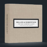 Business Presentation Portfolio Book Linen 3 Ring Binder<br><div class="desc">Modern business presentation portfolio book features a minimal design in neutral beige linen. Professional presentation binder with customizable information presented in simple font in a white window with a coordinating frame. Shown with company name, client name and presentation subject on the front in modern typography, this personalized professional presentation binder...</div>