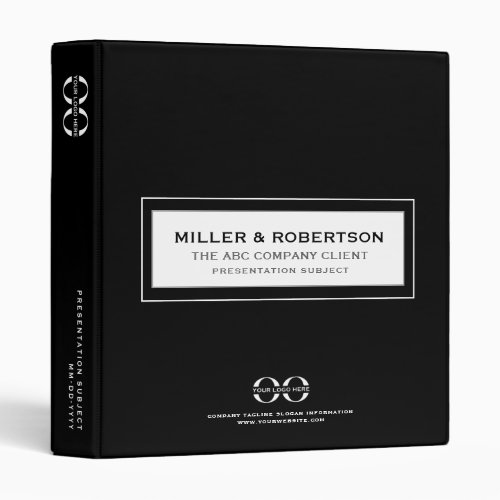 Business Presentation Portfolio Company Logo Black 3 Ring Binder