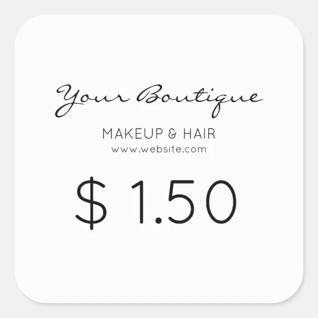 Business Price Calligraphy Square Sticker Zazzle