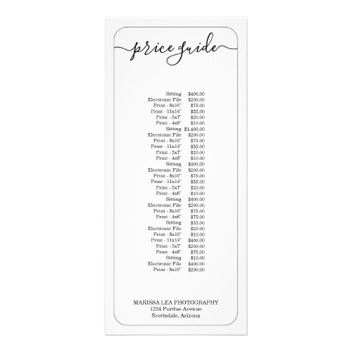 Business Pricing Guide  Simply Right Rack Card