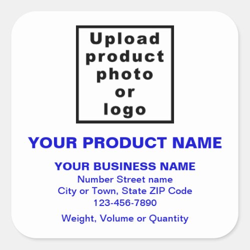 Business Product Blue Minimal Texts on White Square Sticker