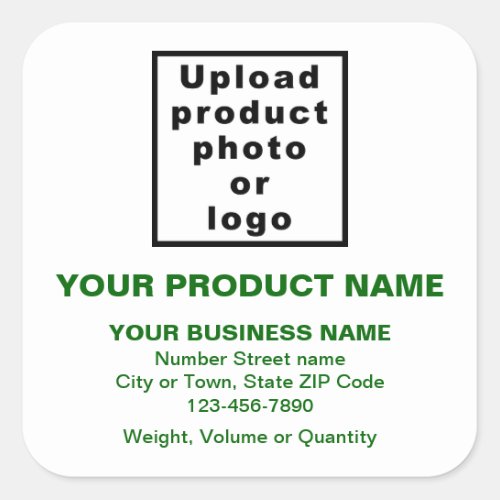 Business Product Green Minimal Texts on White Square Sticker
