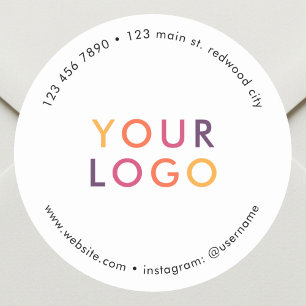Business Product Logo Marketing White Classic Round Sticker